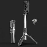Palo para selfies con trípode y temporizador automático, multifunción, ajustable, Bluetooth, L02, 100 cm